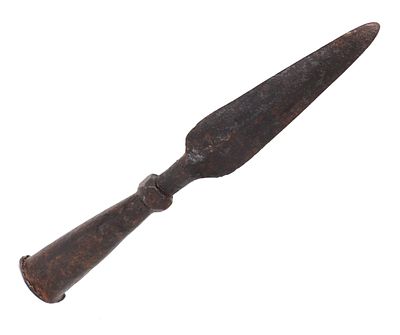 Chinese Spear Head, Qing Dynasty. Antique Chinese spear head with socketed base, Qing Dynasty 