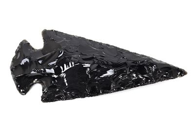 Massive Natural Stone Obsidian Arrowhead. Wonderful natural stone obsidian arrowhead in classic 