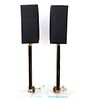 Gorgeous Pair of Bronze Table Lamps. Heavy bronze sculptural table lamps with black rectangular Image - 4