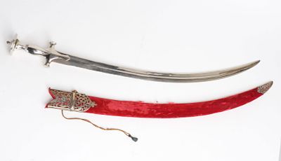 Islamic Shamshir Sabre Sword w/ Scabbard, Mughal Style. Tulwar or Shamshir saber in the Mughal 