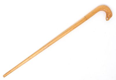 American Folk Art Cane. North American folk art cane with a bird head carved handle. Carved in a 