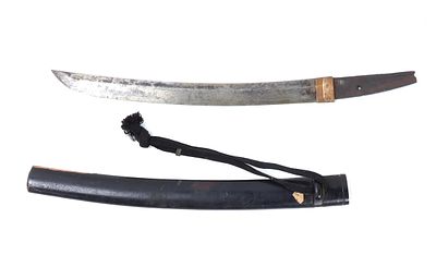 Japanese Wakizashi Sword w/ Scabbard (Signed). Old Japanese Wakizashi sword with scabbard and 