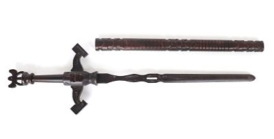 Theatrical Chinese All-Wood Sword. Chinese theatrical sword with very unusual carved and 