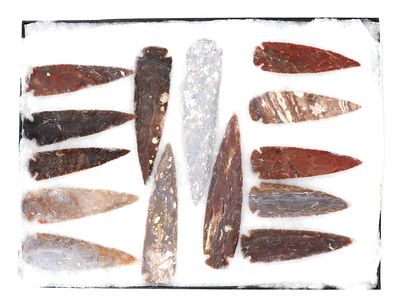Fantastic Group of 14 Spear & Arrowheads. Wonderful collection of Native American hand made 