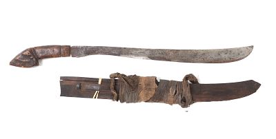 19th C. Philippines Bicol Minasbad Sword. 19th c. Bicol Minasbad with wood sheath. Single edged 