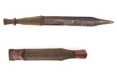 Ceremonial Bakatwa Dagger in Sheath, Shona Peoples. Zimbabwe, Shona peoples, ceremonial Bakatwa 