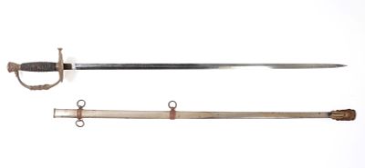 US Model 1860 Staff & Field Sword. US model 1860 Staff &amp; Field sword with scabbard. Double 