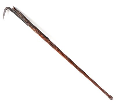 Old Ice Hook or Pick. Early American or Native American ice hook / pick with wood shaft and 