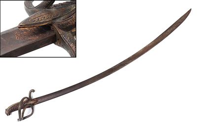 Napoleonic Era Heavy Saber. French Napolonic era heavy cavalry saber with incised designs to 