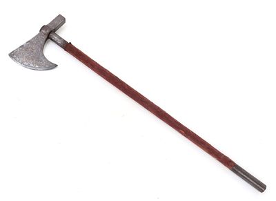 Indo-Persian Silver Inlaid Tabar Axe. Indo-Persian saddle axe or Tabar / Tabarzin axe with a 
