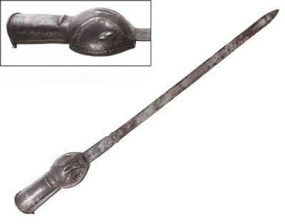 Indian Silver Inlaid Gauntlet Sword, 18th c. Large Indian silver inlaid gauntlet sword with 