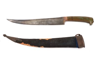 Agate Indo-Persian Pesh-kabz Dagger & Scabbard. Finely made Indo-Persian Pesh-kabz (pesh-qabz / 