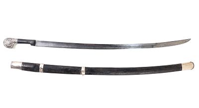 Caucasus Shashka Sword and Scabbard. Caucasus region Shashka sword with leather scabbard with a 