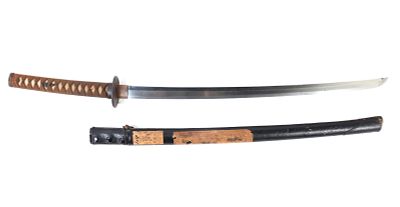 Japanese Katana & WWII Field Mounts, Shin Shinto. Japanese Katana sword and scabbard, Shin 