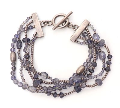 Lovely Amethyst & Silver Bracelet. Dozens of delicate amethyst beads banded with dozens of 