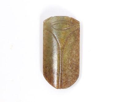 Nice Chinese Hardstone Cicada Pendant. Lovely light green to brown mottled Chinese jade style 