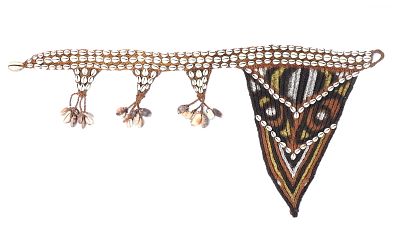 PNG Iatmul Men's Dance Apron. Papua New Guinea, Sepik River region. Brilliant bright colored and 
