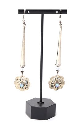 Stunning Fire Opal & Sterling Silver Earrings. Handmade sterling silver drop earrings with fire 