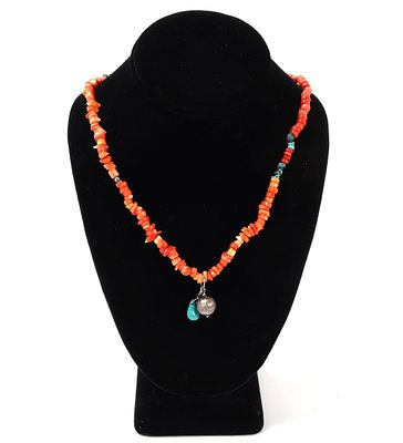 Gorgeous Coral, Shell & Turquoise Necklace. Gorgeous spiny lobster, shell and turquoise necklace 