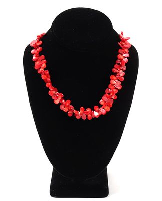 Gorgeous Fire Red Chunky Coral Necklace. Beautiful all natural chunky coral necklace with an 