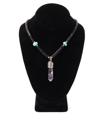 Shell, Turquoise & Crystal Quartz Necklace. Beautiful mixed bead necklace comprised of shell 