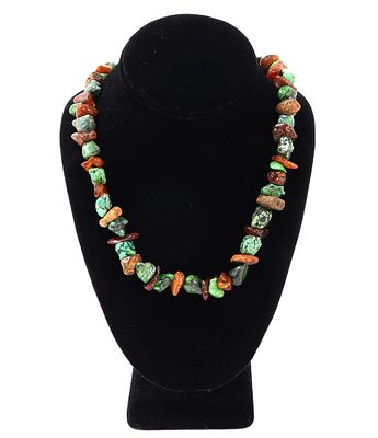 Gorgeous Turquoise, Coral & Amber Necklace. Single strand necklace comprise of dozens of natural 