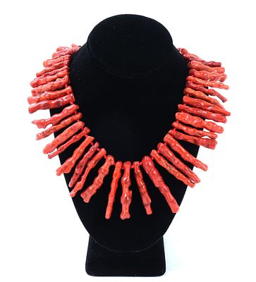 Gorgeous Natural Red Coral Necklace. Wonderful bright red all natural coral terminal necklace 