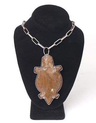 Massive Native American Beaver Stone Necklace. Massive Native American stone carved necklace. 