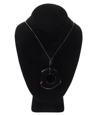 Beautiful Natural Raw Amber Ring Necklace. Large section of polished amber in the form of an 