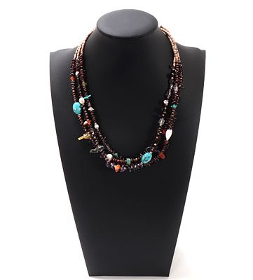 Mixed Shell, Turquoise & Mother of Pearl Necklace. Lovely unique triple stranded necklace 