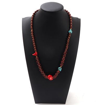 Unique Turquoise, Coral & Wood Beaded Necklaces. Beautiful unique handmade necklace including 