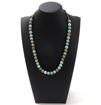 Lovely Mixed Turquoise & Shell Beaded Necklace. Beautiful unique turquoise beaded necklace with 