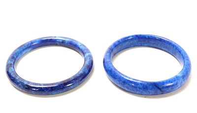 Lovely Pair of Lapis Lazuli Bangle Bracelets. Beautiful brilliantly bright blue natural lapis 