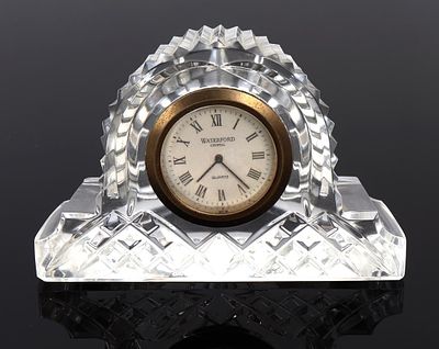 Beautiful Signed Waterford Crystal Desktop Clock. Signed Waterford crystal desktop clock in a 
