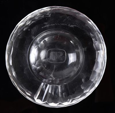 Rare Signed V. Linstrand Kosta Boda Glass Ashtray. Handmade heavy glass ashtray by Swedish glass 