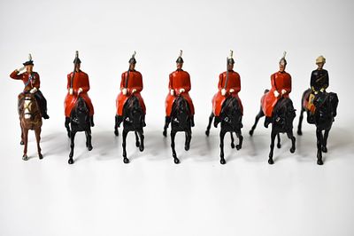 Britains Lead Queen Elizabeth & Life Guards. 1 mounted guard his sword is broken off. Another 
