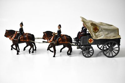 Britains Boxed 145 Royal Army Medical Corps Wagon. Roughly 11 inches long. Some staining on the 