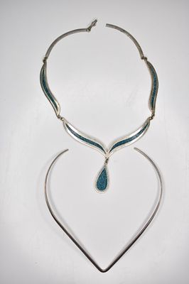 Native American Style Sterling Necklaces 1.5ozt. There are two pieces included in this lot. The 
