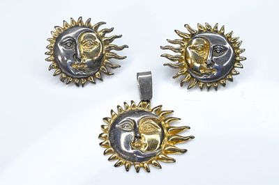 Sergio Bustamonte Sterling Jewelry. Includes a pendant and pair of earrings. The pieces measure 