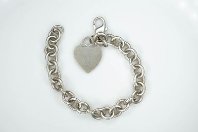 Tiffany & Co Sterling Bracelet 1.16ozt. Tiffany &amp; Co Sterling Silver bracelet with heart 