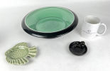 (3) Rookwood Pottery Pieces. No chips or cracks seen, some crazing on fish. Large bowl measures Image - 1