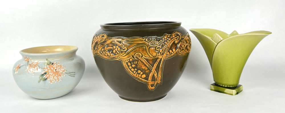 (3) Pottery Planters / Vase Rookwood Weller. Light Green Rookwood vase in good condition with no 