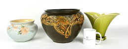 (3) Pottery Planters / Vase Rookwood Weller. Light Green Rookwood vase in good condition with no Image - 1