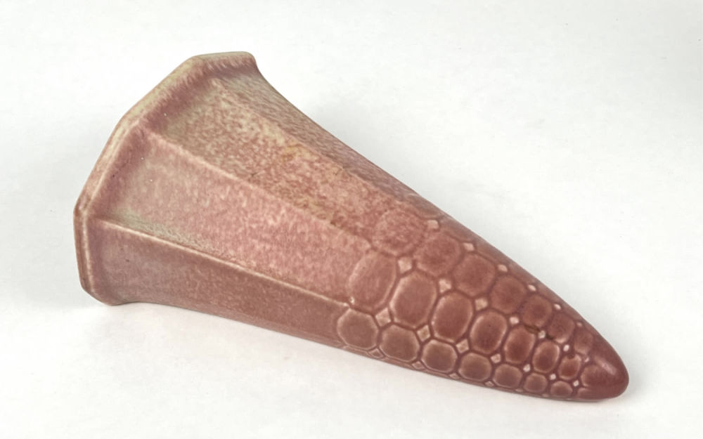 Rookwood Pottery Pink Wall Pocket #2957. Dated 1926 
6.5" Long Note: Note: hairline crack 