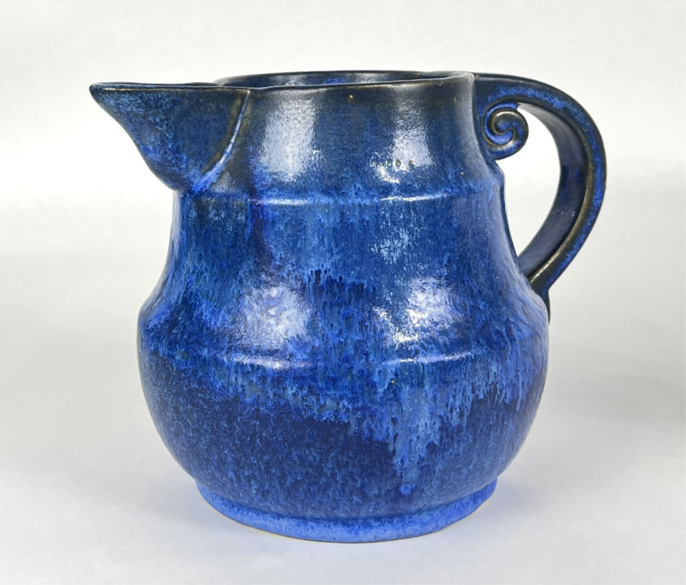 Fulper Pottery 830 EL Pitcher. 6.5" Tall x 9" Wide Good condition no chips or cracks seen