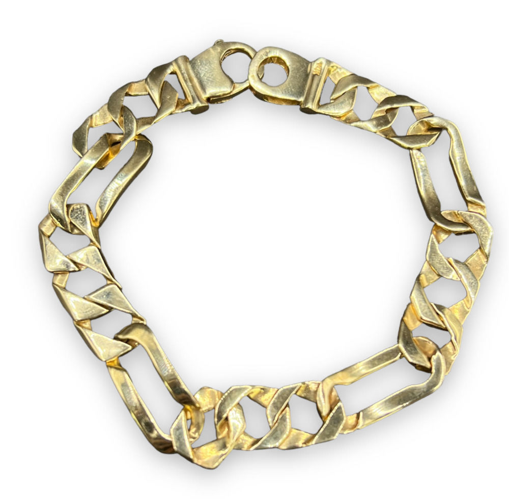 14K Gold Bracelet 8 1/4". Weight: 21.98g Width: 9.7mm