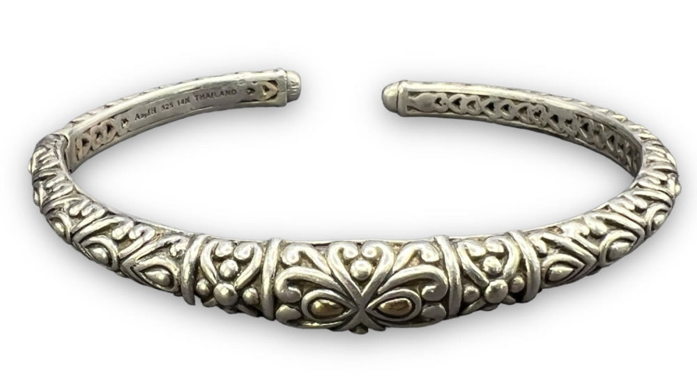 14K Sterling Angela by John Hardy Bracelet. Weight: 23.19g Width: 3"