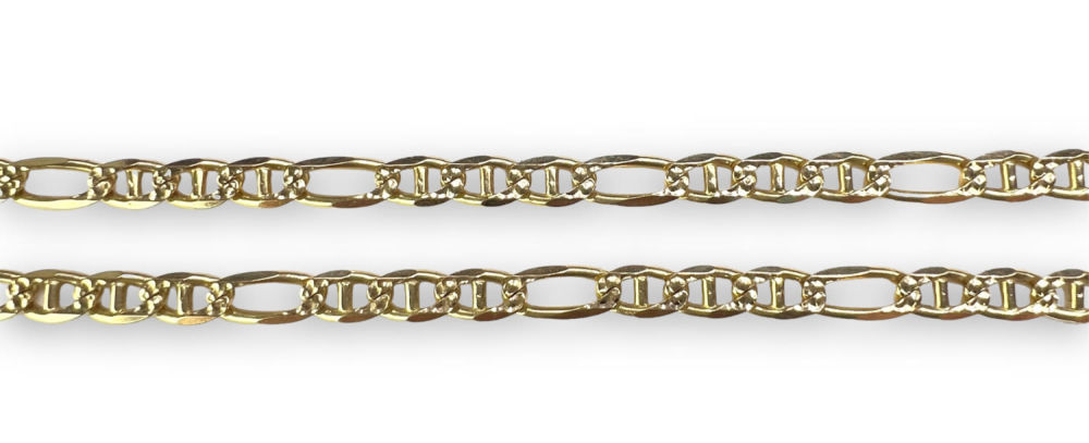 14K Gold Figaro Necklace 24 1/2". Weight: 14.9g