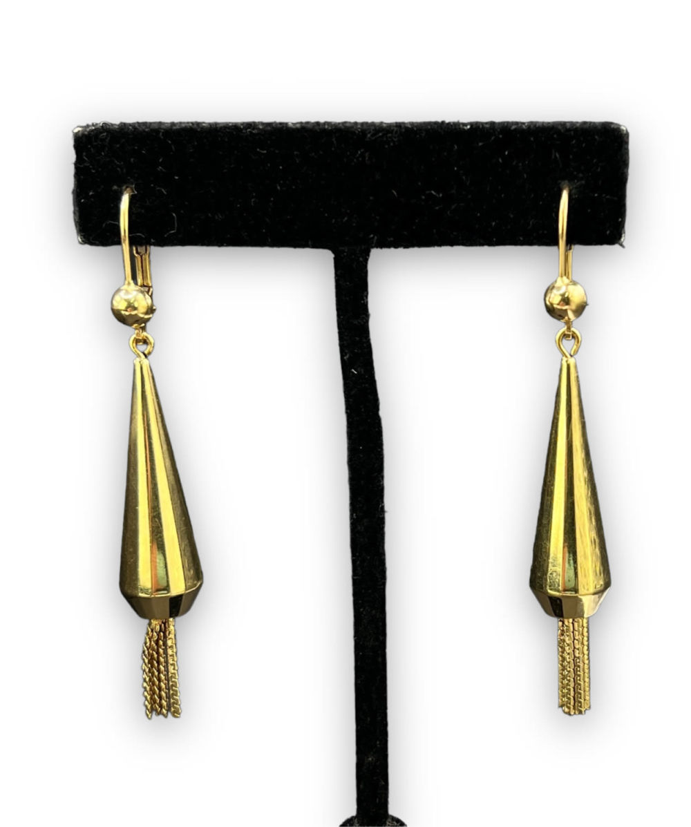14K Gold Tassel Earrings. Weight: 7.53g Length: 2"