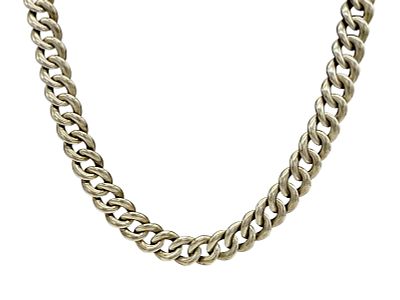 David Yurman Sterling Curb Necklace with 14K Gold Accents. Marked on hook &amp; eye clasp. 